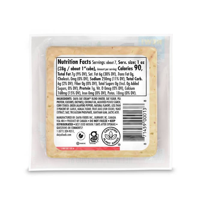 DairyFree Jalapeño Havarti Block Daiya Foods