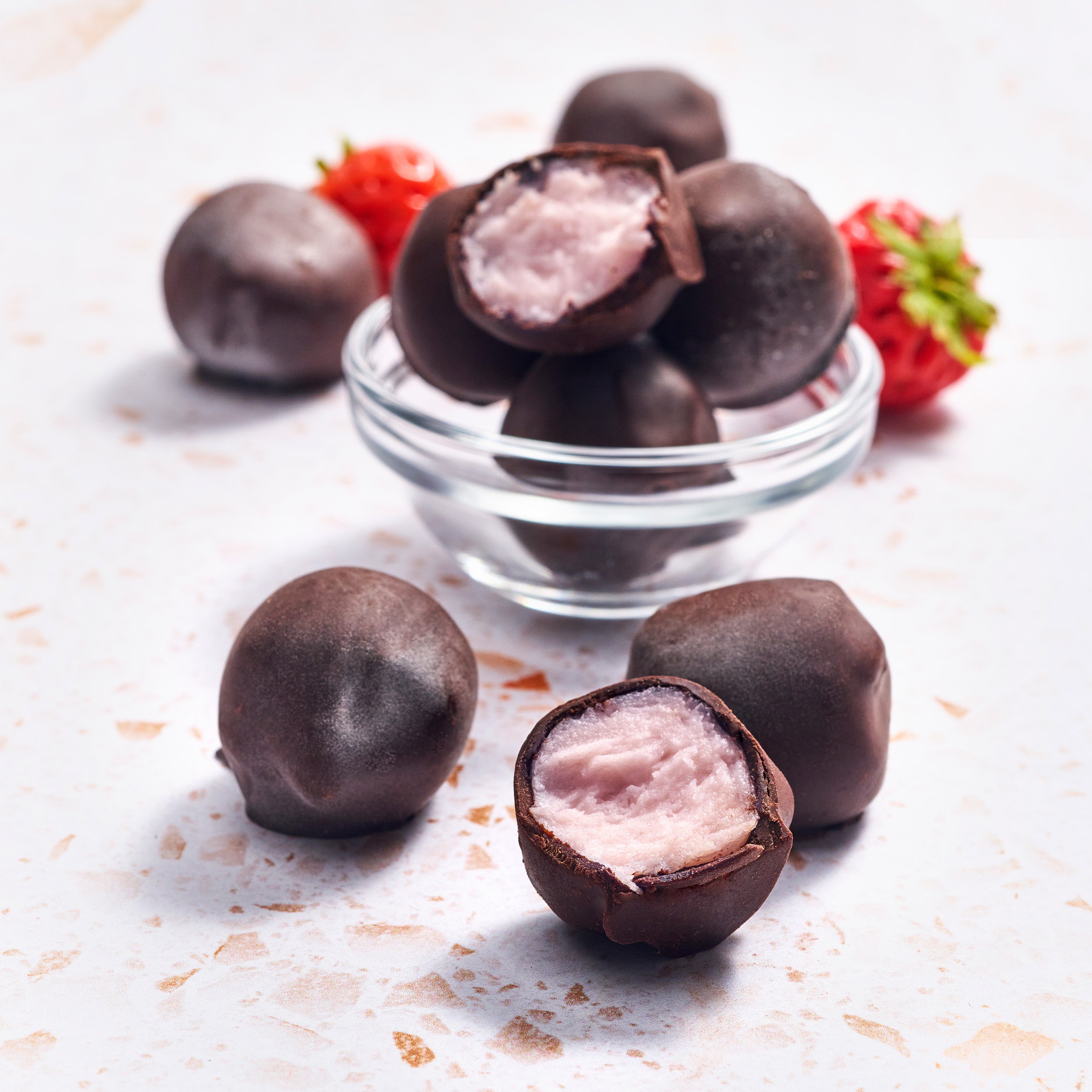 Dairy-Free Cheesecake Bites (Strawberry Flavored)