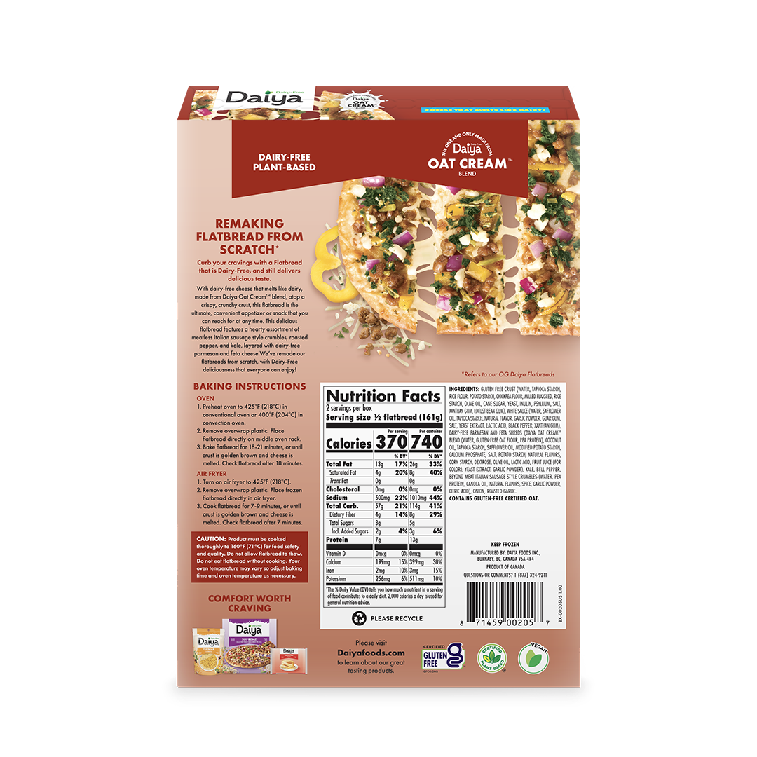 Dairy-Free Meatless Sausage Style, Pepper & Kale Flatbread