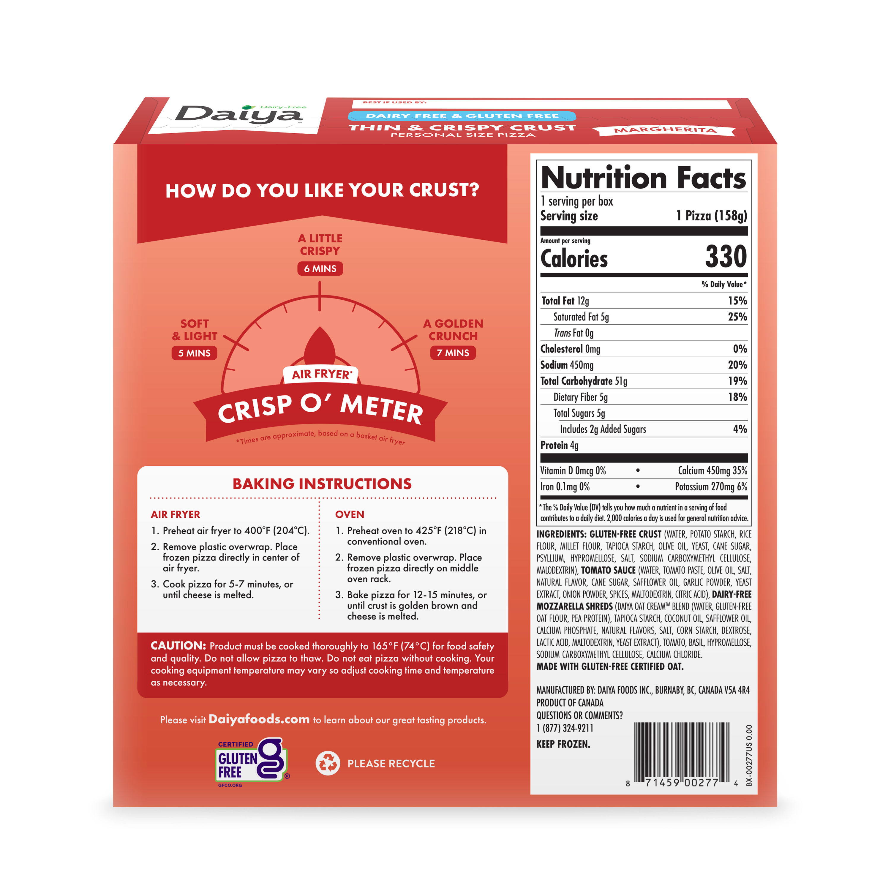 Dairy-Free Thin & Crispy Margherita Personal Size Pizza